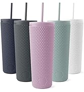 Simple Modern Plastic Matte Studded Tumbler with Lid and Straw | Reusable BPA Free Iced Coffee Cu...