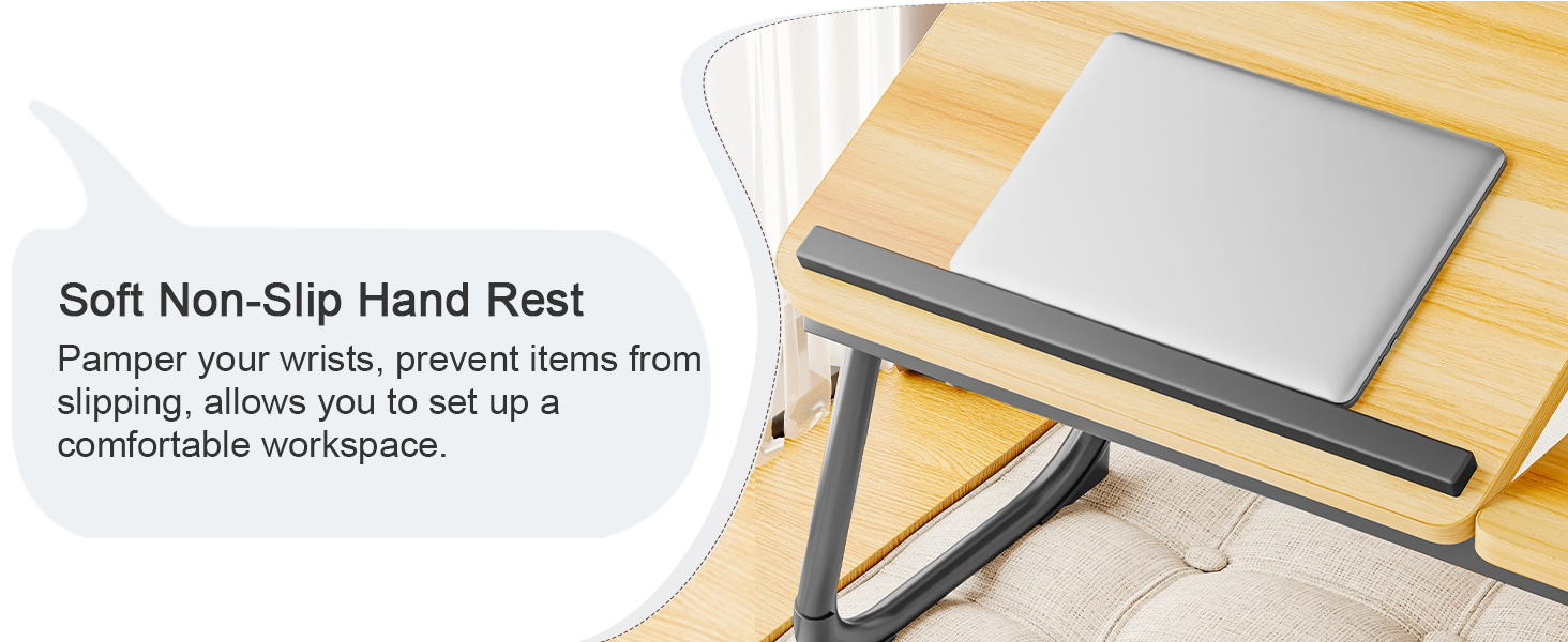 Adjustable Bed Table, Foldable Laptop Table with Cup Holder, Portable Laptop Bed Desk Tray