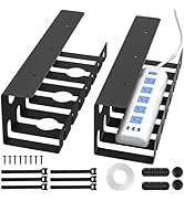 Delamu 2 Pack Metal Under Desk Cable Management Tray, U-Channel Cord Organizer Box, Office Under ...