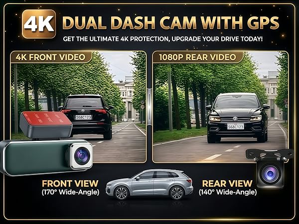 4K Dual Dash Cam With GPS Tracker
