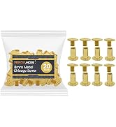 Performore 20 Pack of Chicago Screw Post Binding Screws, 8mm Brass Plated Metal Screw Posts for S...