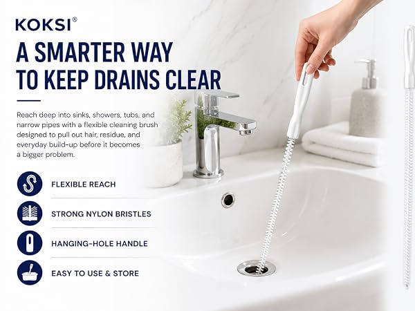 Flexible reach for narrow drain openings