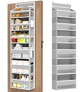 Over The Door Organizer, 6 Shelf Door Hanging Organizers with 6 Large Capacity Pockets, Behind Do...