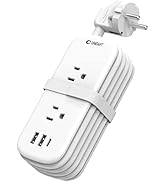 European Travel Plug Adapter with USB C, Unidapt Outlet Converter US to Europe 2 AC Outlets 3 USB...