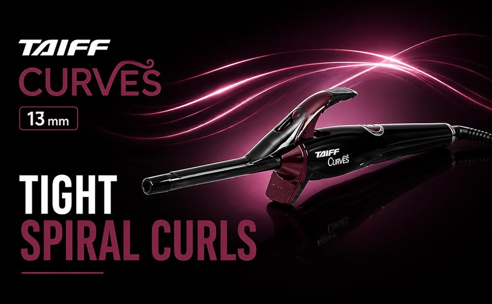 Taiff Curves 13mm curling iron creating tight spiral curls