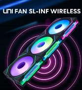 Lian Li UNI Fan SL-Infinity Wireless 120 - Triple Pack - 2.4 GHz Wireless Signal ARGB Fan Control...