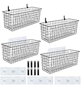 4 Set [EXTRA LARGE] Hanging Wall Mount Storage Baskets with Adhesive Hooks &amp; Steel Hooks, Multius...