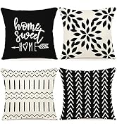 YCOLL Pillow Covers 18x18 Set of 4, Modern Sofa Throw Pillow Cover, Decorative Outdoor Linen Fabr...