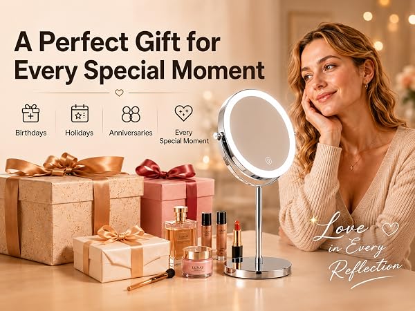 lighted makeup mirror with magnification