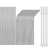 Tomorotec Reusable Straws 30 Pack, Stainless Steel Drinking Straws, Metal Straw Bulks for Smoothi...