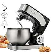 Stand Mixer, 5.3QT Tilt-Head Kitchen Mixer, 6+P Speed Household Food Mixer, Lightweight Dough mix...