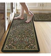 Collive Anti Fatigue Kitchen Mats, Spring Green Floral Kitchen Rugs Sets of 2 Non Slip Waterproof...