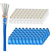 Brileine UTP RJ45 Connectors, Cat6 RJ45 Pass Through Plugs 50-Pack, Cat6 RJ45 Plugs with 50-Pack ...