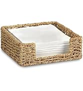 Graciadeco Ratten Napkin Holder for Table, Square Seagrass Serving Tray for Paper Napkins Kitchen...