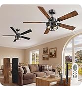 GOEBLESON 2 PACK 52 Inch Farmhouse Ceiling Fans with Lights and Remote, Timer, Dual Finish 5 Blad...