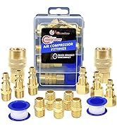 LE LEMATEC 15pc Air Compressor Hose Fitting Kit with Storage Case, 1/4" NPT Quick Connect Air Too...