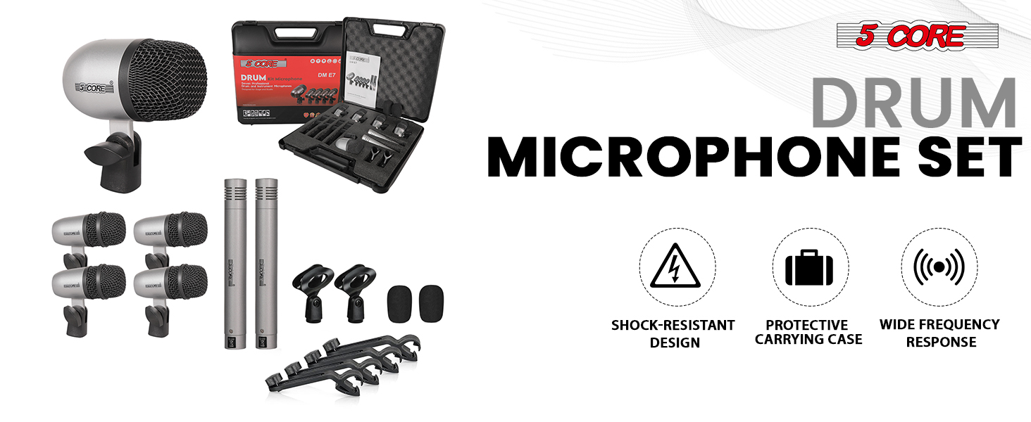 drum mic kit drum microphone set 7 piece drum set drum mic set recording studio kit percussion mic