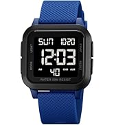 findtime Unisex Digital Watch Men Women Square Face Big Numbers LED Electronic Wrist Watches Wate...