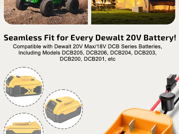 Dewalt 20V Battery Adapter for Power Wheels Battery Upgrade Conversion Kit with Switch