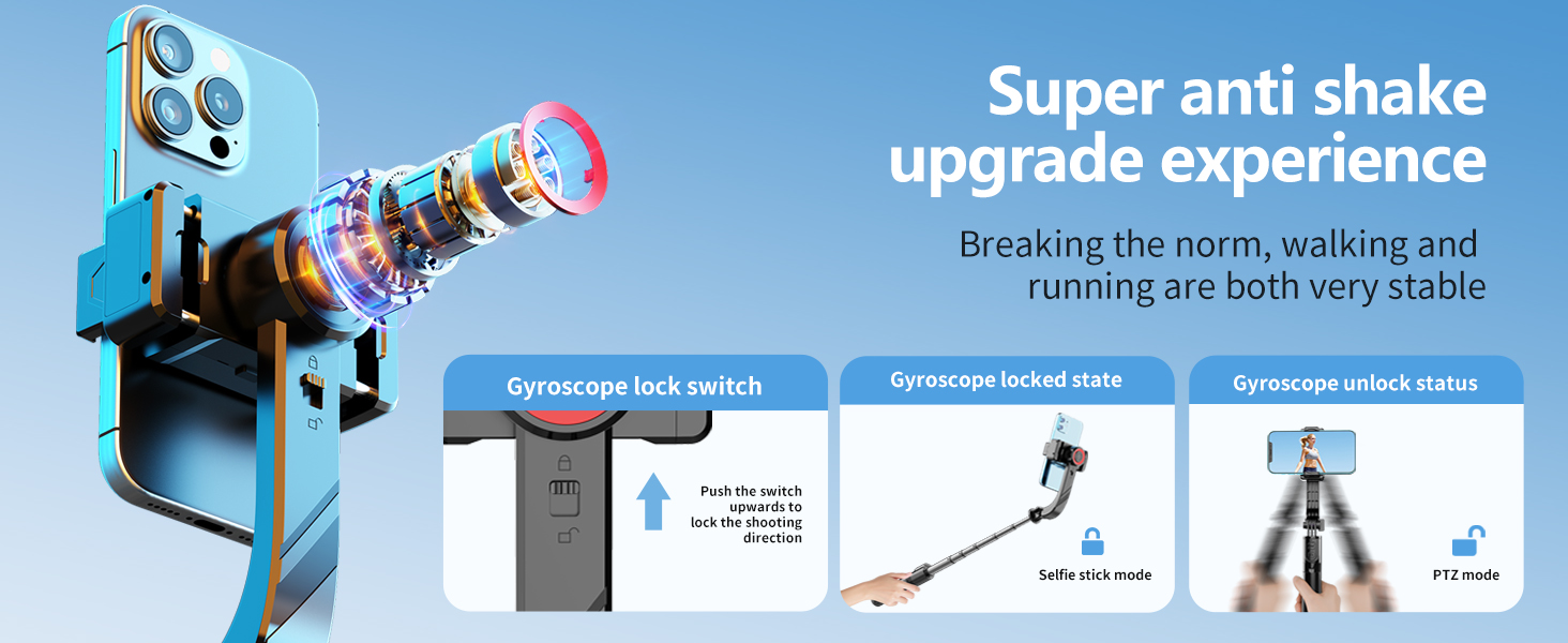 Gimbal Stabilizer for Smartphone ,with Retractable Selfie Stick and Tripod,
