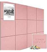 Large Cork Board Alternative 48" X 36" Bulletin Board - 12 Pack Removable Felt Wall Tiles with 30...