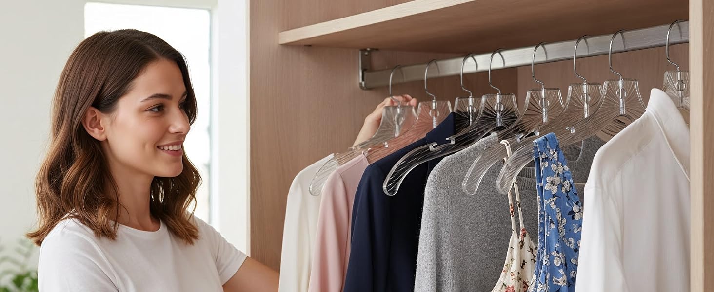 Hangers with Clips Plastic Set of 12 Pack Heavy Duty Hangers Dresses, TShirts Closet Organization