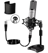 PROAR Studio Microphone, Professional Cardioid XLR Condenser Recording Mic Voice Over Kit with De...