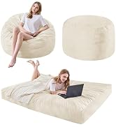 Bean Bag Chairs for Adults - Giant Bean Bag Chair Convertible Bean Bag Bed - Beanbag Chair with M...