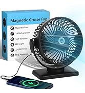 6 Inch Magnetic Cruise Fan – 12000mAh Rechargeable Portable Fan with Strong Magnet Base, LED Ligh...