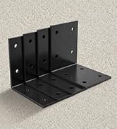 FMhotu 4Pcs 4" X 4" X 3" Heavy Duty Steel L Angle Bracket for Wood