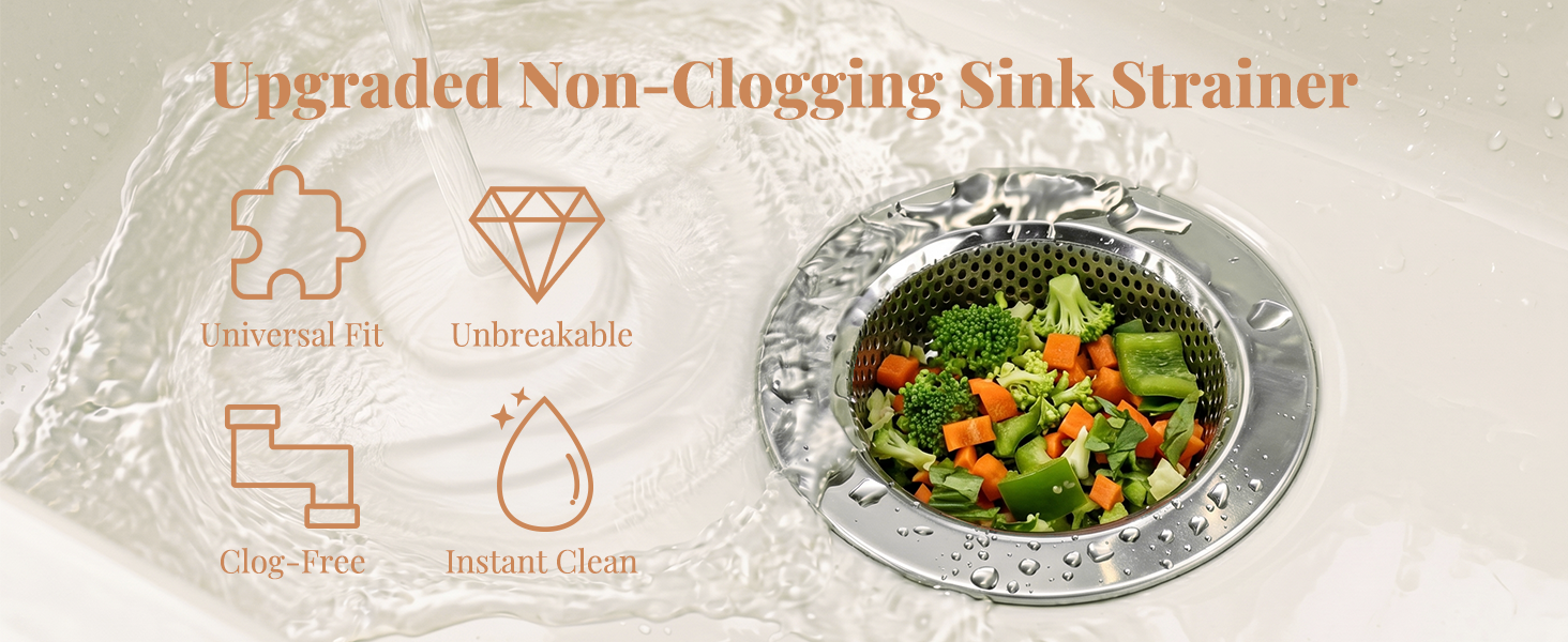 3 Pcs Kitchen Sink Strainer, Double-Layer Rolled Edge Sink Drain Basket