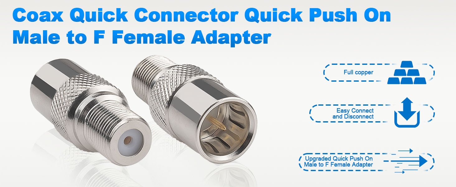 Coax Quick Connector Quick Push On Male to F Female Adapter