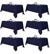 Fitable Navy Tablecloths for 6-8 Foot Tables, 6 Pack - 70 x 120 Inches - Reusable and Washable Ta...