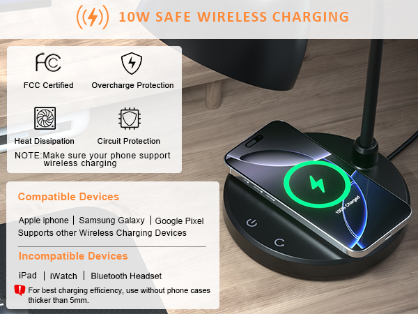 desk lamp with wireless charger