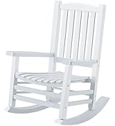 Hupmad Wooden Rocking Chair Rocker Outdoor Oversized Porch Rocker Chair,Patio Wooden Rocker with ...