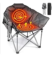 Suteck Heated Camping Chair, Oversized Heated Chairs Outdoor Sports W/3 Heat Levels for Back &amp; Se...
