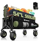 Hikemoon 400L Collapsible Beach Wagon with 10" Big Balloon Wheels for Sand, 54" Long Extra Large ...