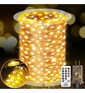 KNONEW 203FT 600 LED Outdoor Fairy Lights Plug in, Christmas Fairy Lights Outdoor Waterproof 8 Mo...