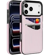 Obbii for iPhone 18 Pro Max Wallet Cute Card Holder Case,Pink Lines Stripes | with 2 Card Holder,...