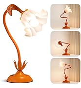 WERFOP Vintage Flower Table Lamp,? LED Reading Lamp Cute Flower Bedside Night Light 3 Color Modes...