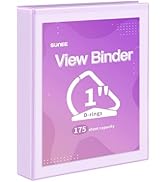SUNEE 3 Ring Binder 1 Inch D Ring, Clear View Binder Three Ring PVC-Free (Fit 8.5x11 Inches) for ...
