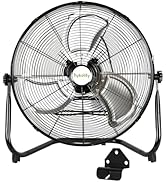 hykolity 4650 CFM 20" High Velocity Floor Fan, 3-Speed Heavy Duty Metal Fan with Wall-Mounting Sy...