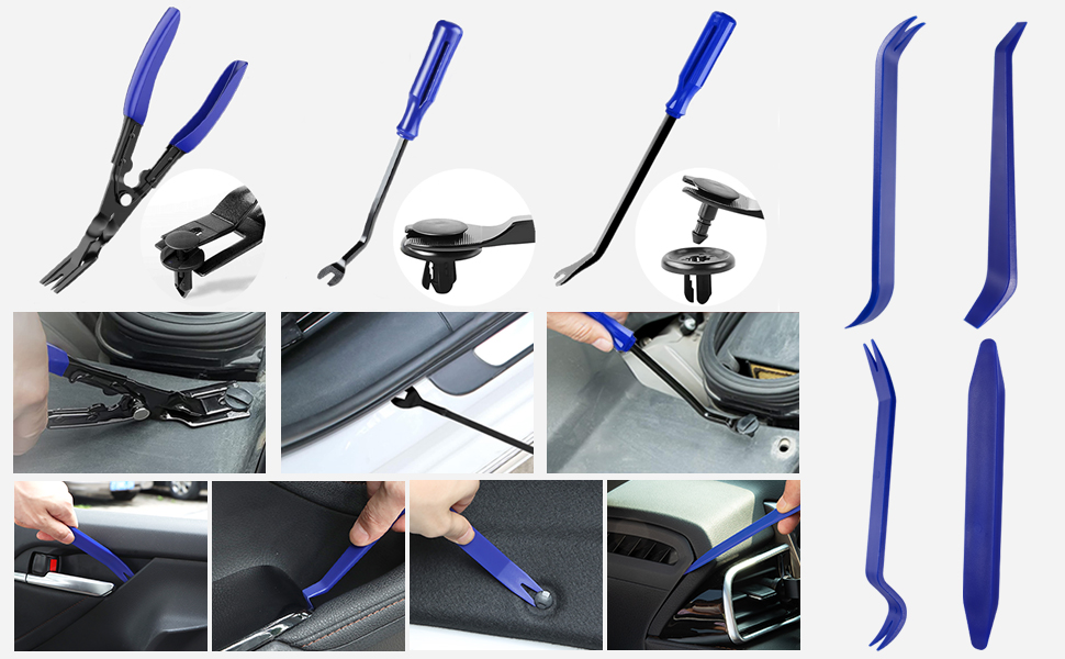 17 Pcs Hook and Pick Tool Set with Scraper Auto Clip Removal Plier Fastener Remover