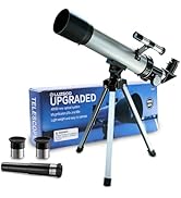 Telescope for Kids 50mm 100x Magnification Beginner Silver Telescopio with Tripod, 2 Eyepieces, F...
