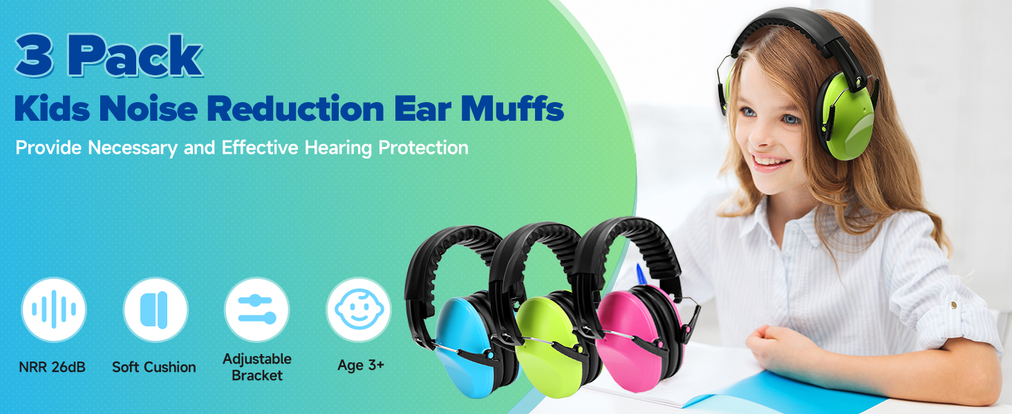 3pack noise cancelling headphones for kids