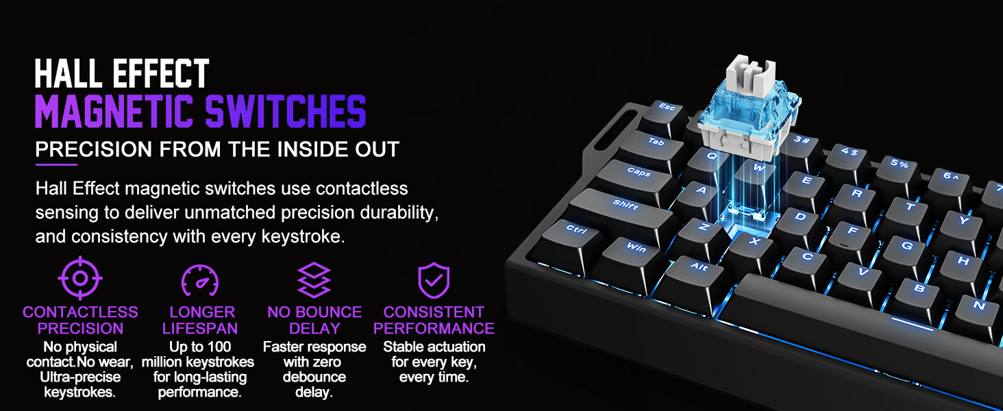 Hall Effect magnetic gaming keyboard with Rapid Trigger for competitive esports