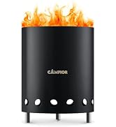 CAMPIOR Wood Burning Fire Pit Stove with Black Exterior - Smokeless Outdoor Stove for Efficient W...