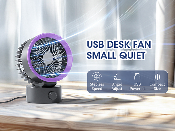 USB Desk Fan Small Quiet
