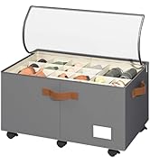 Foyego Shoe Organizer for Closet, Shoe Storage Organizer with Wheels and Adjustable Dividers, Sta...