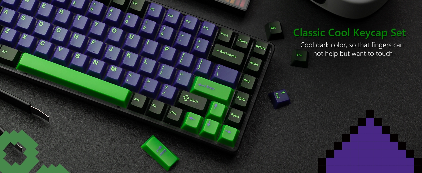 PBT Keycaps, Jade Keycaps 60 75 100 Percent, Translucent Key caps Custom